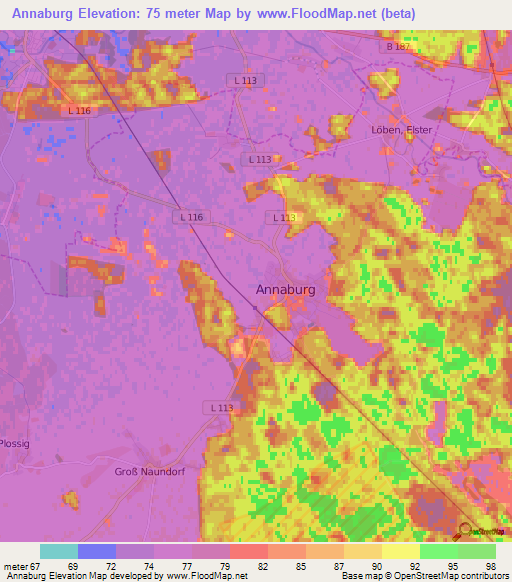 Annaburg,Germany Elevation Map