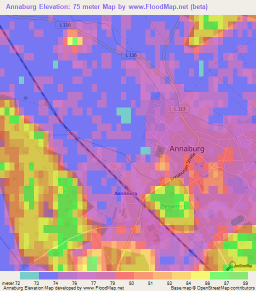 Annaburg,Germany Elevation Map