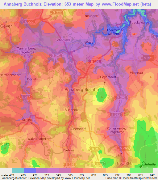 Annaberg-Buchholz,Germany Elevation Map