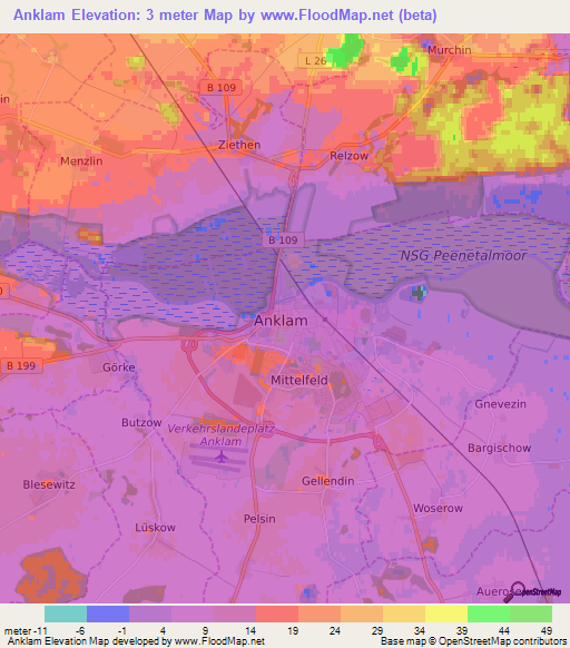 Anklam,Germany Elevation Map