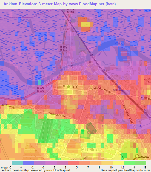 Anklam,Germany Elevation Map