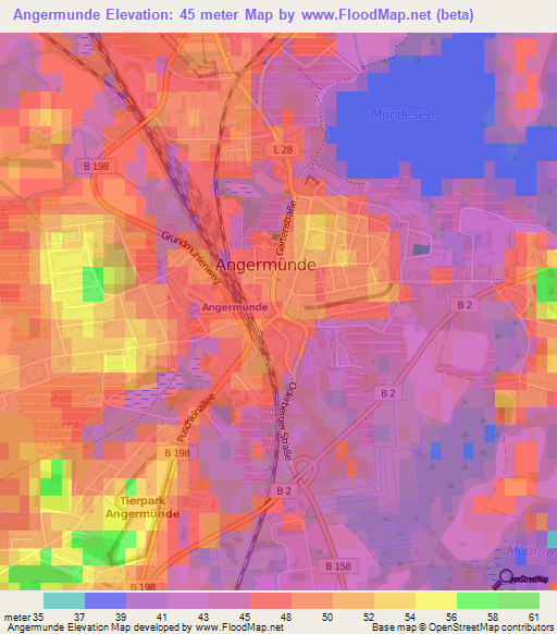 Angermunde,Germany Elevation Map