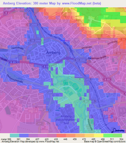 Amberg,Germany Elevation Map