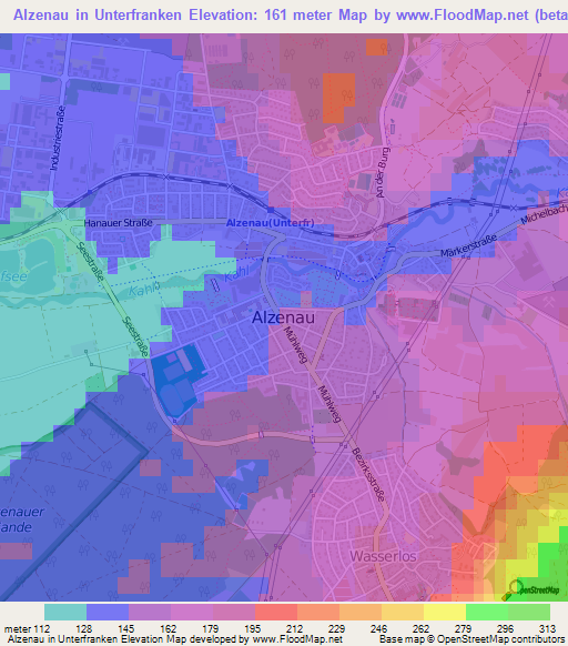 Alzenau in Unterfranken,Germany Elevation Map