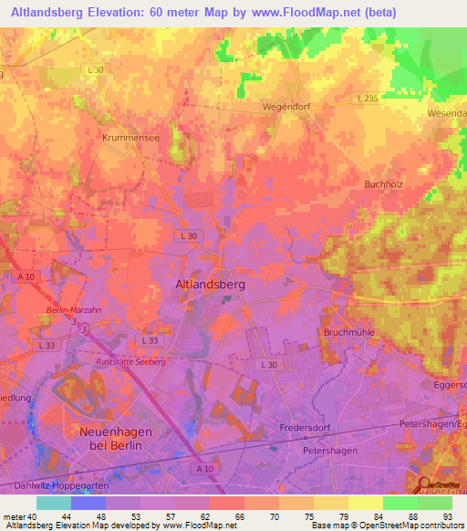 Altlandsberg,Germany Elevation Map