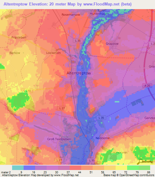 Altentreptow,Germany Elevation Map