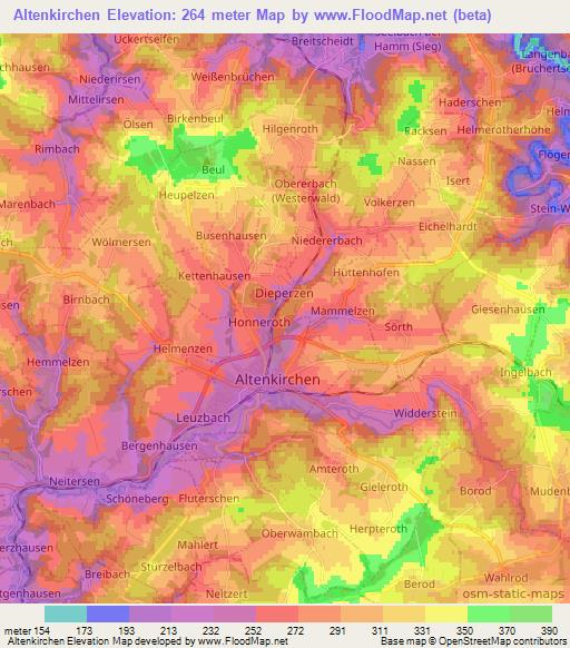 Altenkirchen,Germany Elevation Map