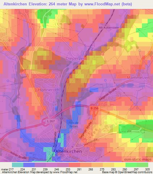 Altenkirchen,Germany Elevation Map