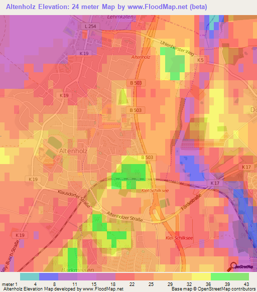 Altenholz,Germany Elevation Map