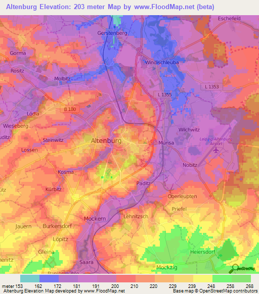 Altenburg,Germany Elevation Map