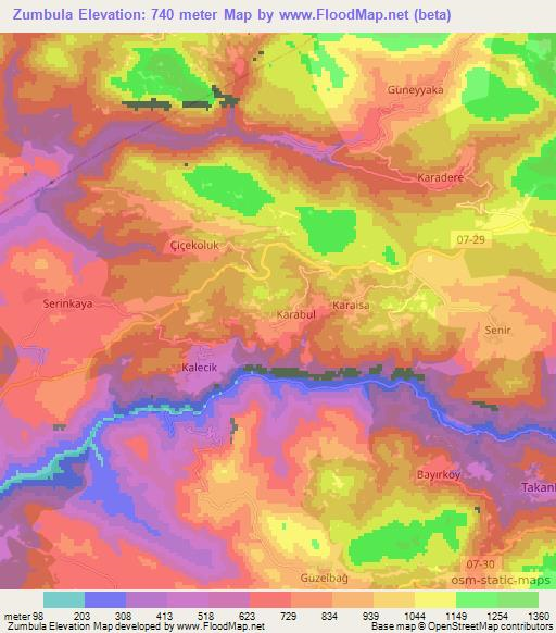 Zumbula,Turkey Elevation Map