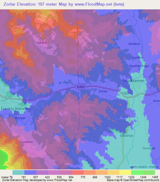 Zorlar,Turkey Elevation Map