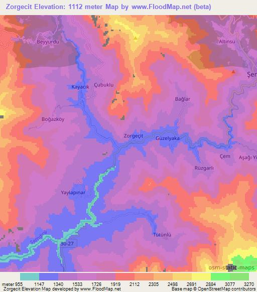 Zorgecit,Turkey Elevation Map