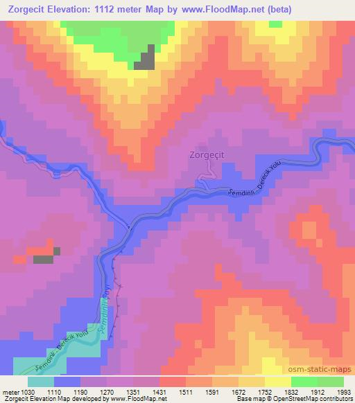 Zorgecit,Turkey Elevation Map