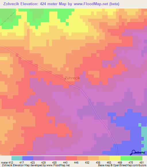 Zohrecik,Turkey Elevation Map