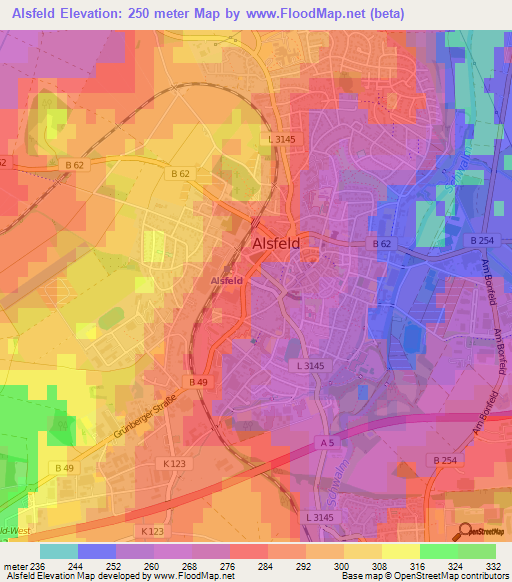 Alsfeld,Germany Elevation Map