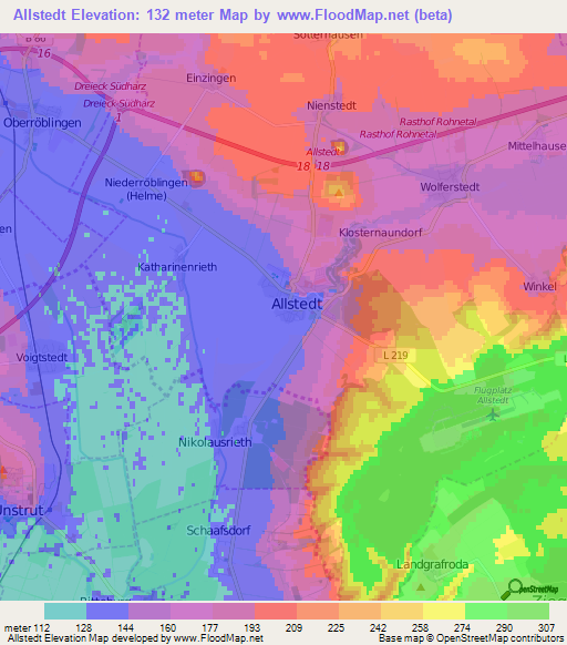 Allstedt,Germany Elevation Map
