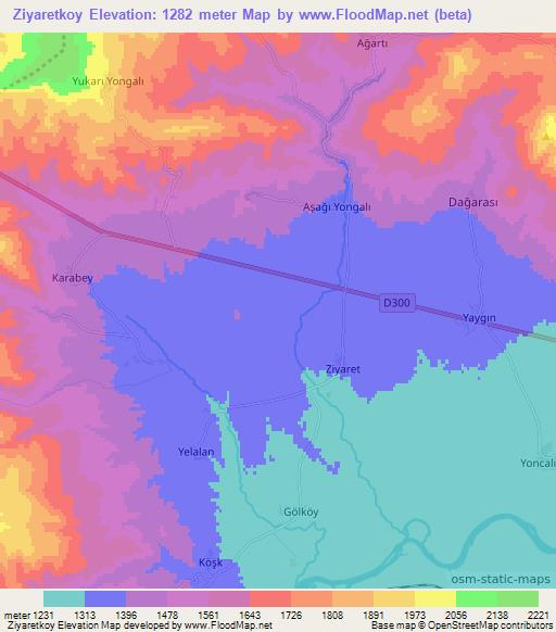 Ziyaretkoy,Turkey Elevation Map