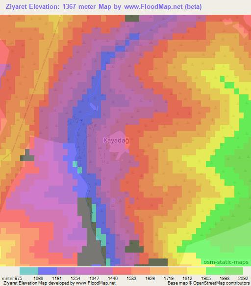 Ziyaret,Turkey Elevation Map