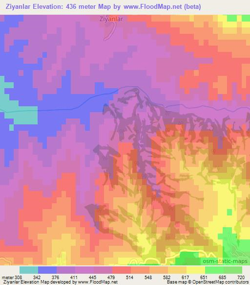 Ziyanlar,Turkey Elevation Map