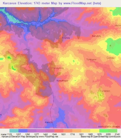 Karcavus,Turkey Elevation Map