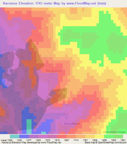 Karcavus,Turkey Elevation Map