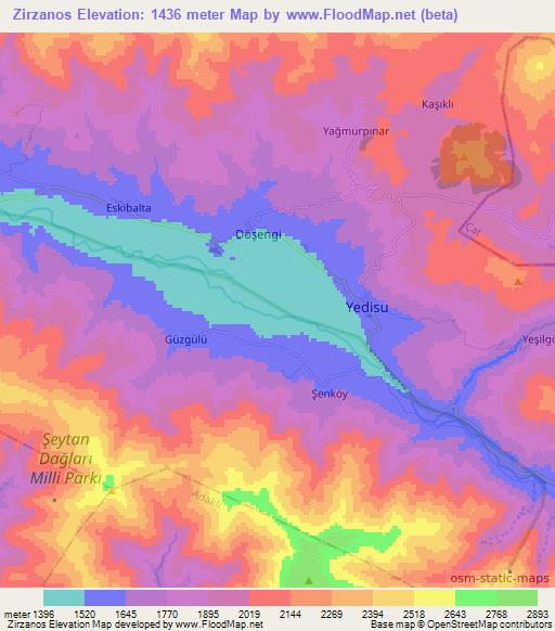 Zirzanos,Turkey Elevation Map