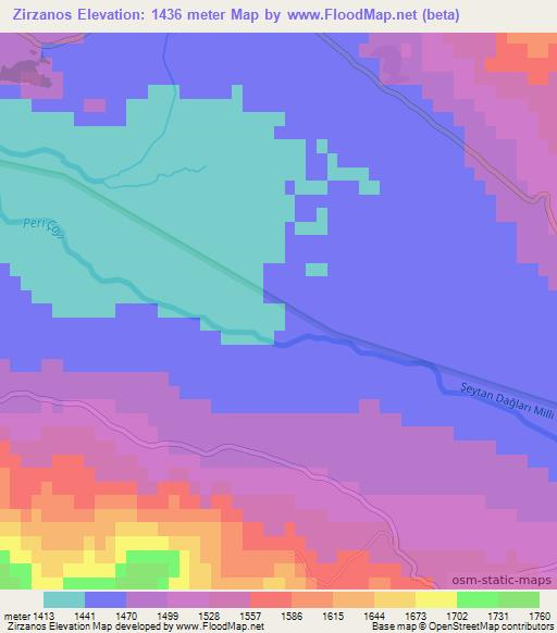 Zirzanos,Turkey Elevation Map