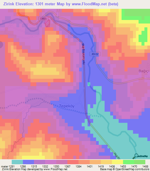 Zirink,Turkey Elevation Map