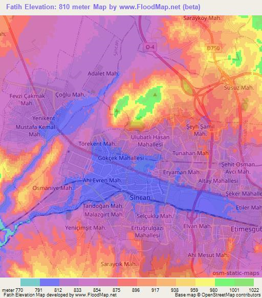 Fatih,Turkey Elevation Map