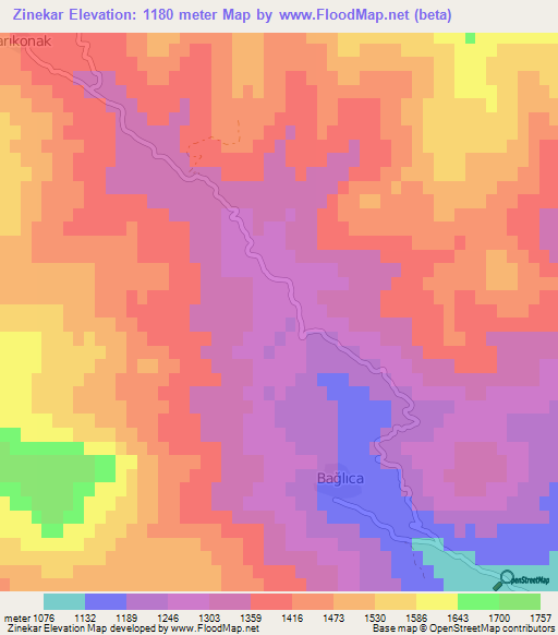 Zinekar,Turkey Elevation Map