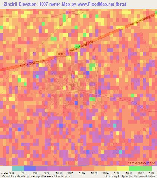 Zincirli,Turkey Elevation Map