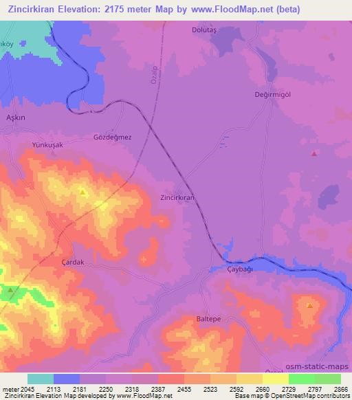 Zincirkiran,Turkey Elevation Map