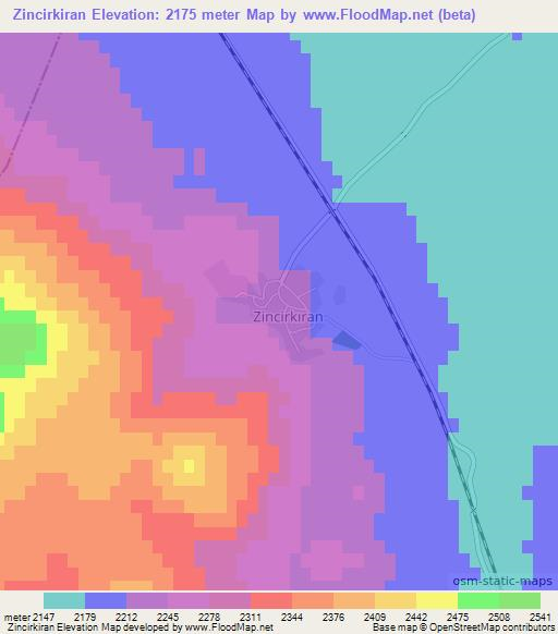 Zincirkiran,Turkey Elevation Map