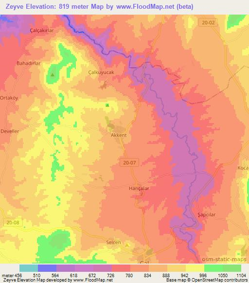 Zeyve,Turkey Elevation Map