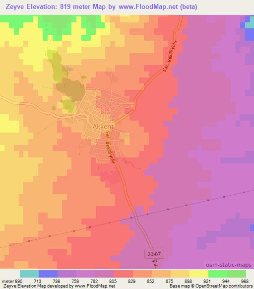 Zeyve,Turkey Elevation Map