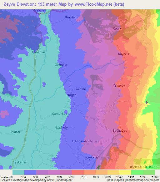 Zeyve,Turkey Elevation Map