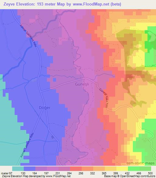 Zeyve,Turkey Elevation Map