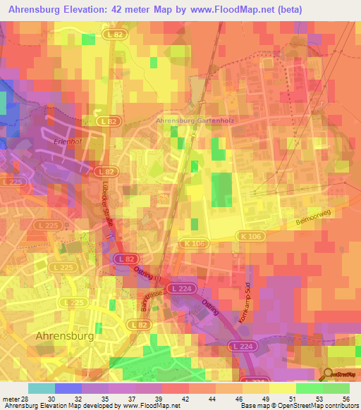 Ahrensburg,Germany Elevation Map