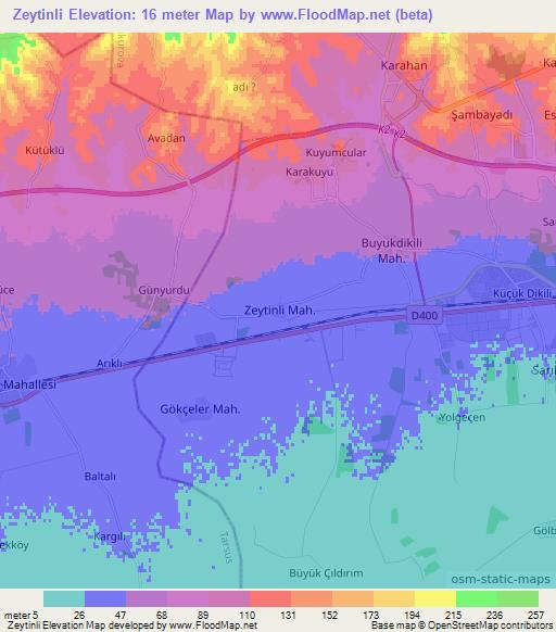 Zeytinli,Turkey Elevation Map