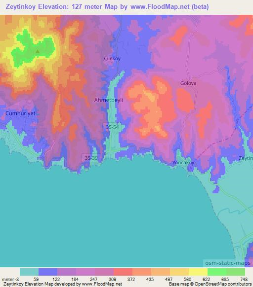 Zeytinkoy,Turkey Elevation Map