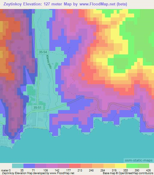 Zeytinkoy,Turkey Elevation Map