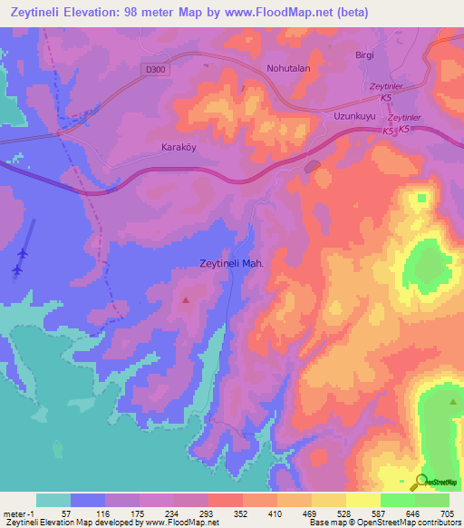 Zeytineli,Turkey Elevation Map