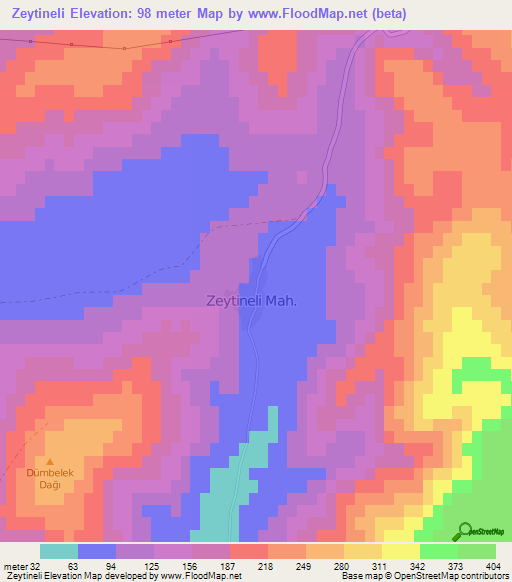 Zeytineli,Turkey Elevation Map