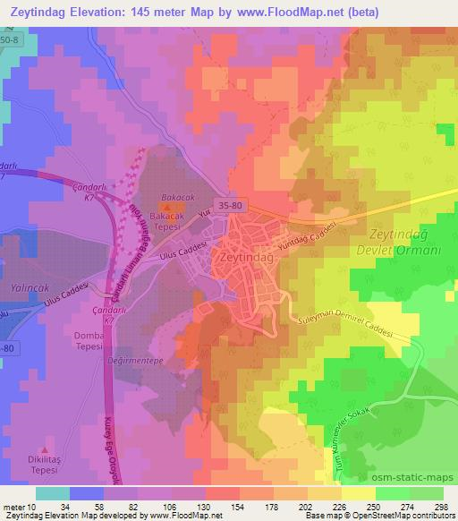 Zeytindag,Turkey Elevation Map