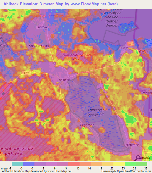 Ahlbeck,Germany Elevation Map