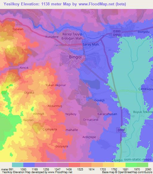 Yesilkoy,Turkey Elevation Map