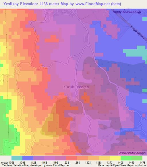 Yesilkoy,Turkey Elevation Map