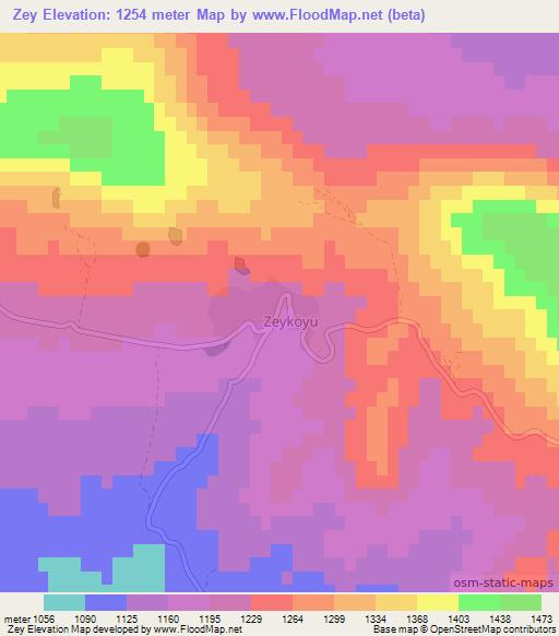 Zey,Turkey Elevation Map