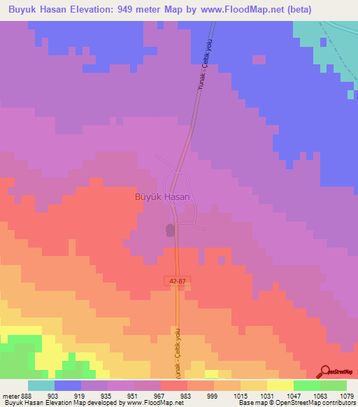 Buyuk Hasan,Turkey Elevation Map